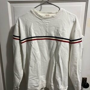 Brandy Melville White Sweater with Red and Blue Stripes